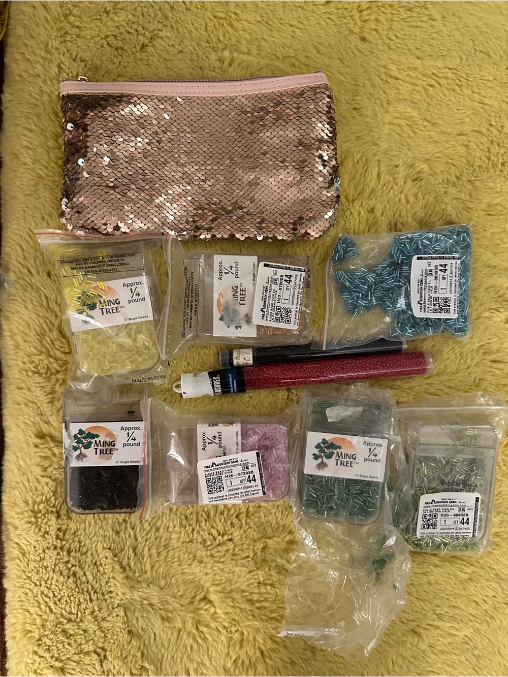 Sequin Pouch and bead assortment